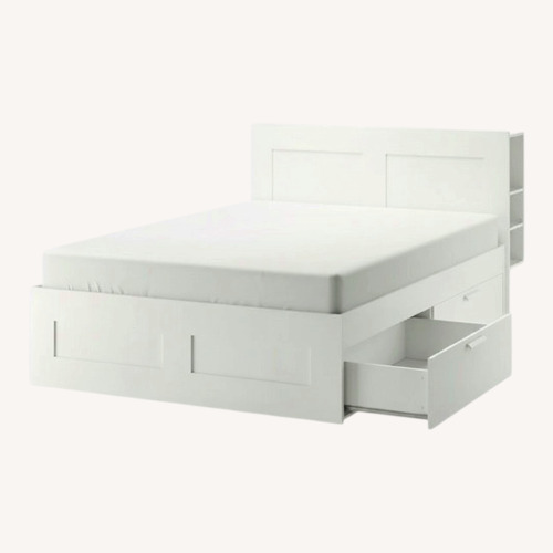 Used IKEA Brimnes White Queen Bed  for sale on AptDeco