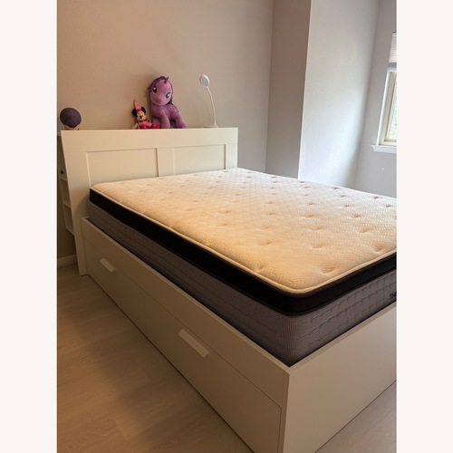 Used IKEA Brimnes White Queen Bed  for sale on AptDeco