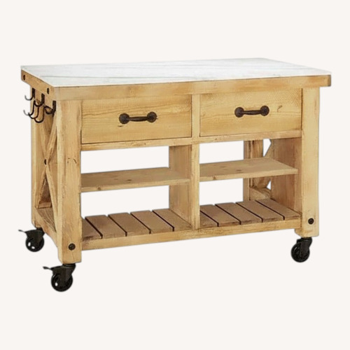 Used Pottery Barn Hamilton Marble Top Kitchen Island for sale on AptDeco