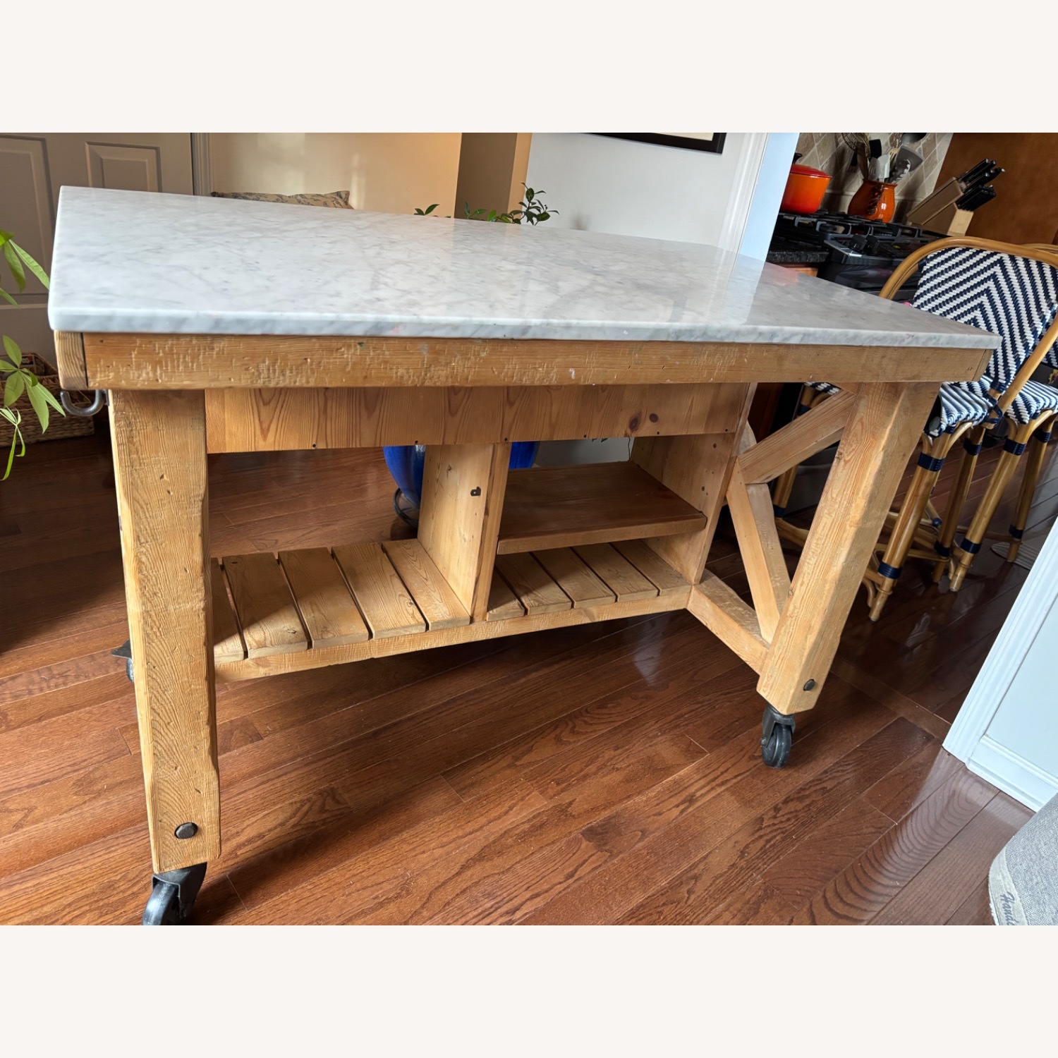 Pottery Barn Hamilton Marble Top Kitchen Island - image-8