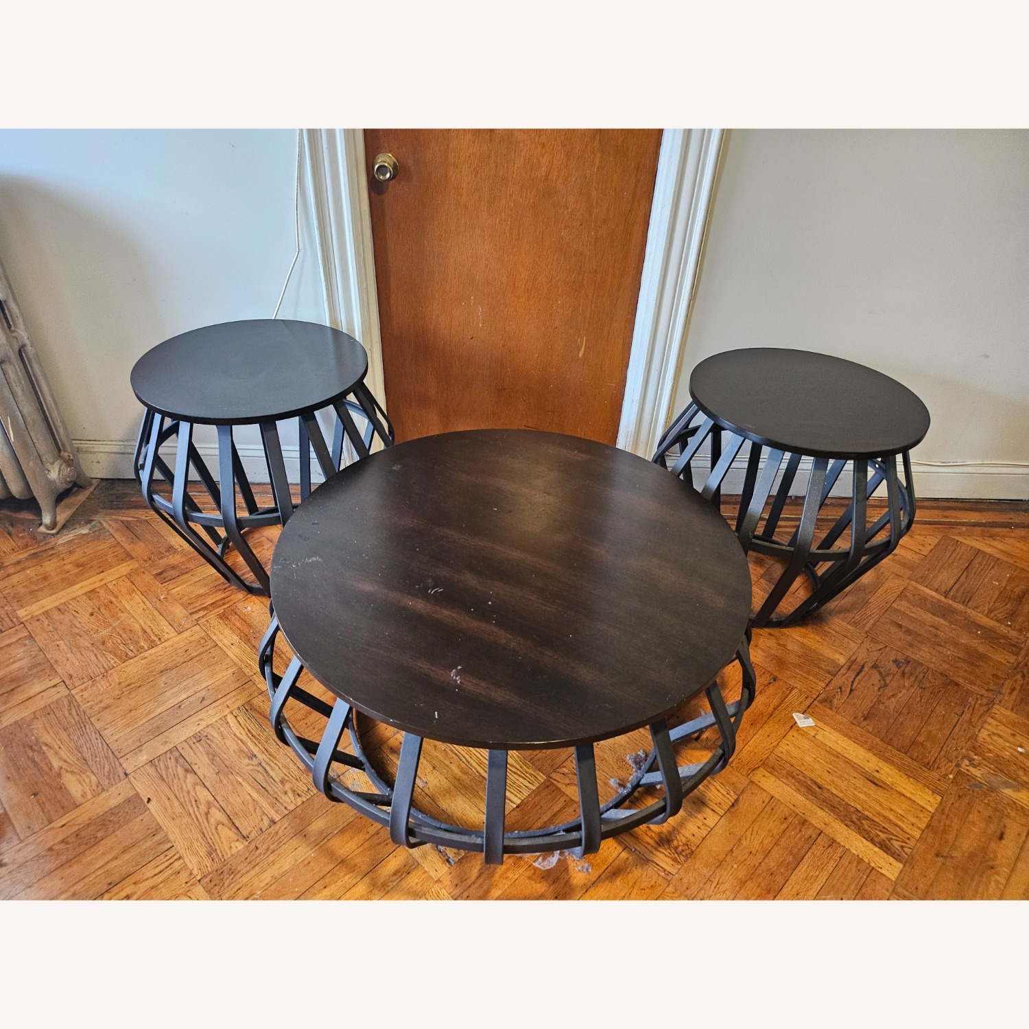 Wood and Wrought Iron Livingroom Table - image-1