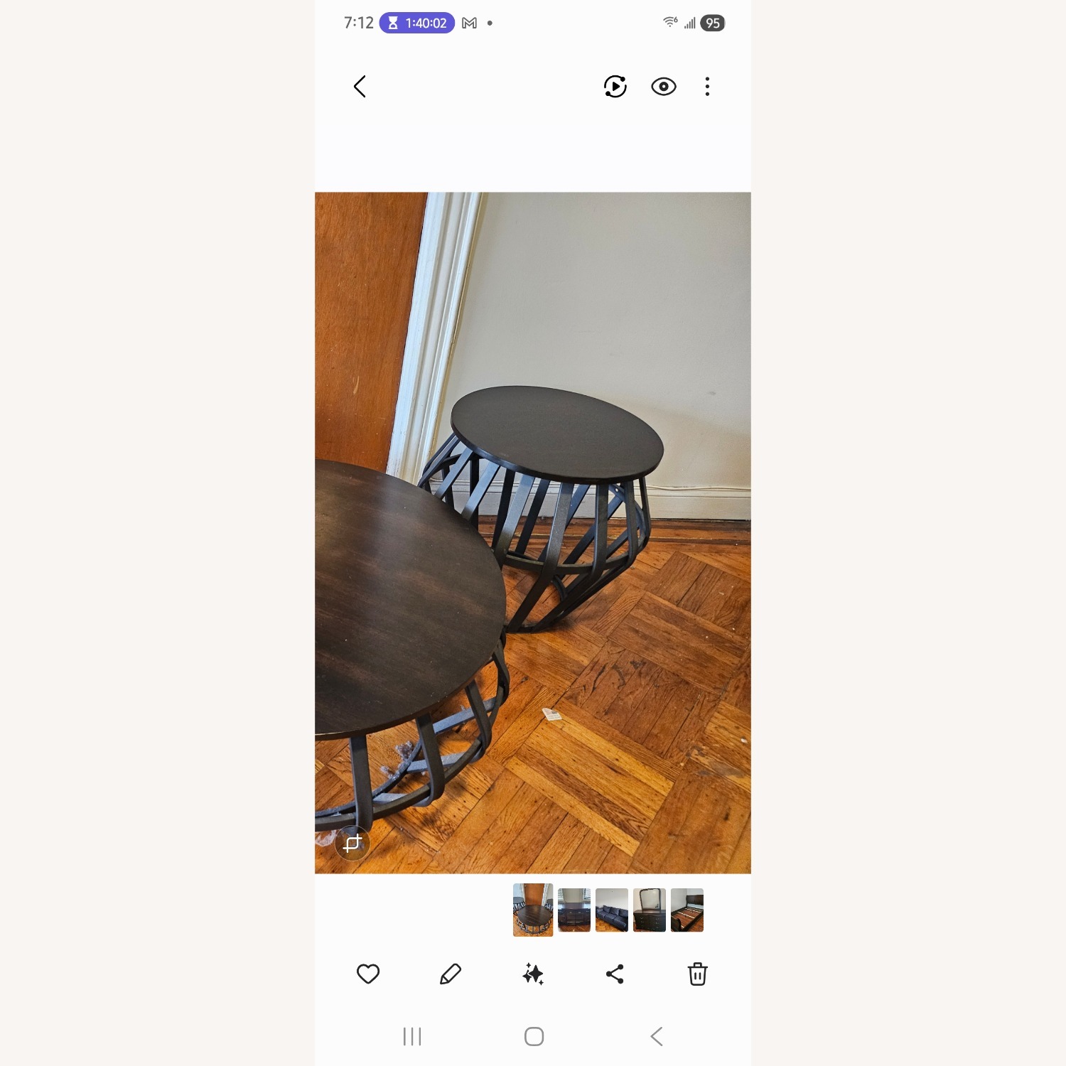 Wood and Wrought Iron Livingroom Table - image-4