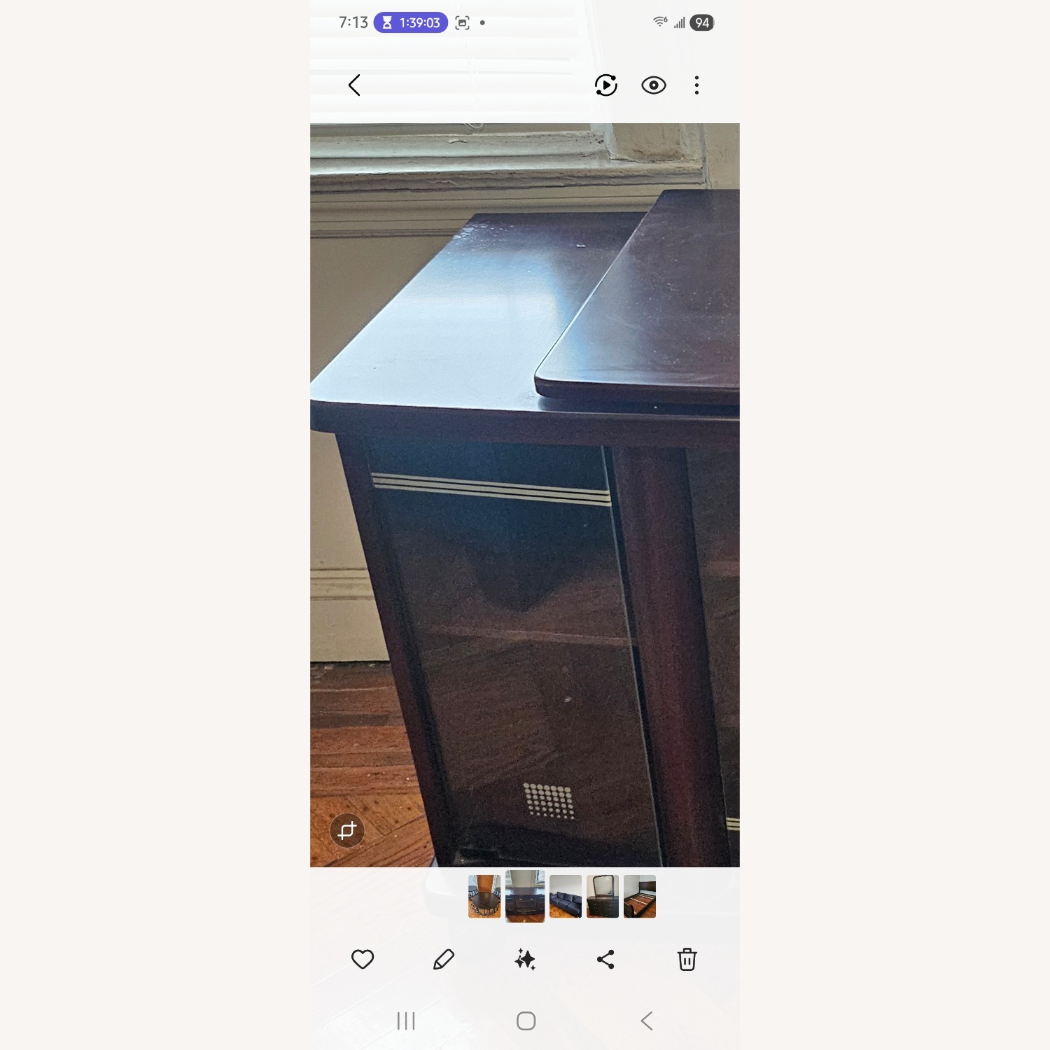 Ashley Furniture Dark Brown Wood Media Storage - image-2