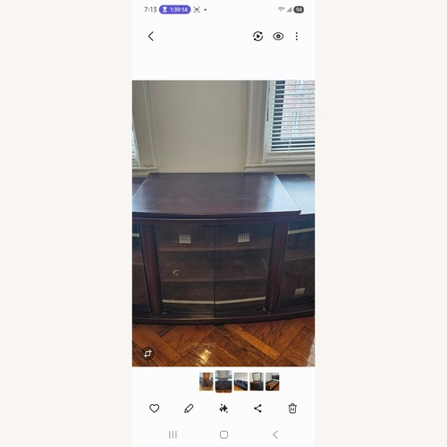 Used Ashley Furniture Dark Brown Wood Media Storage for sale on AptDeco