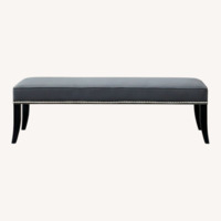 Crate & Barrel Colette Dark Gray Linen Ottoman