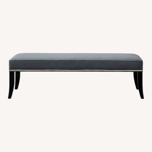 Used Crate & Barrel Colette Dark Gray Linen Ottoman for sale on AptDeco