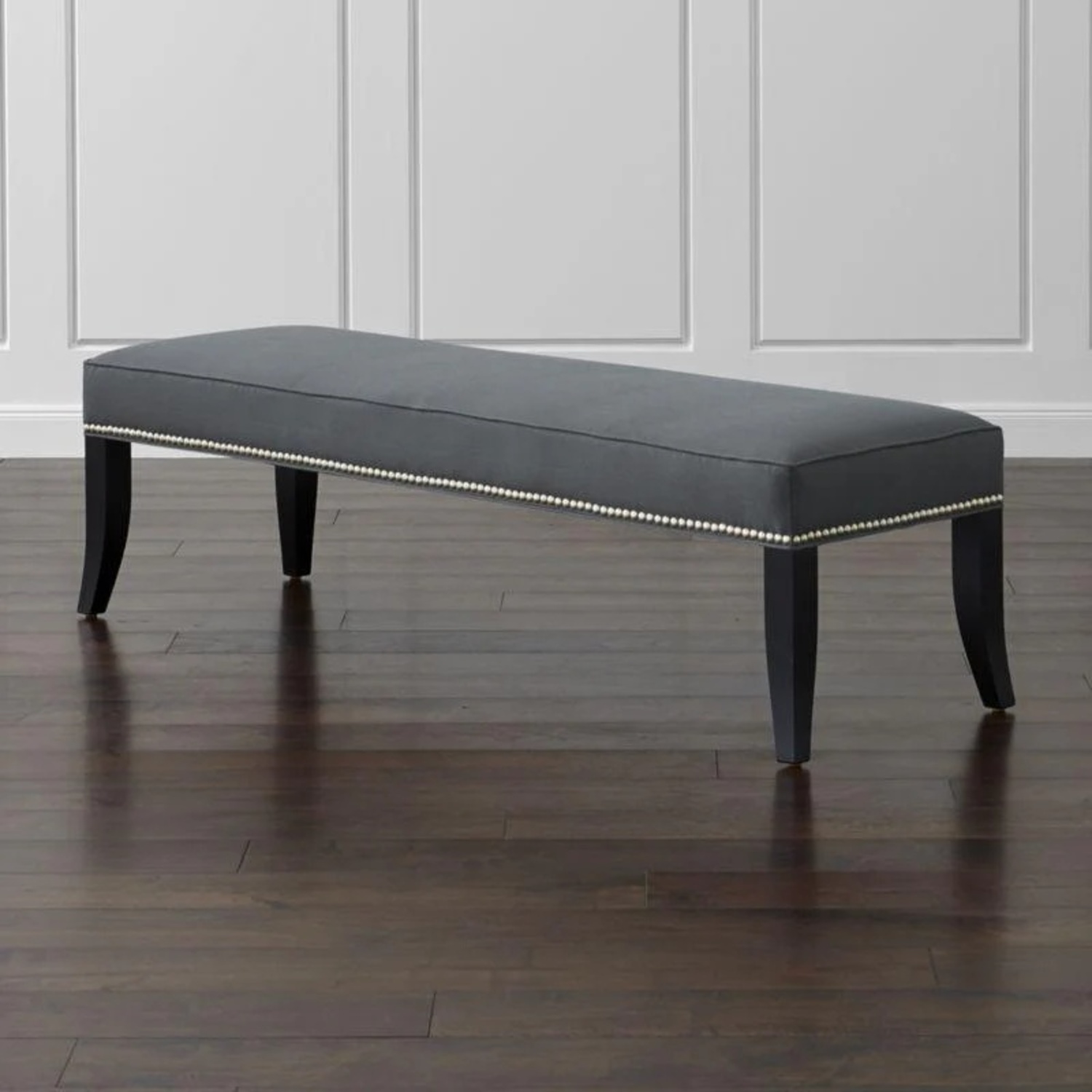 Crate & Barrel Colette Dark Gray Linen Ottoman - image-4