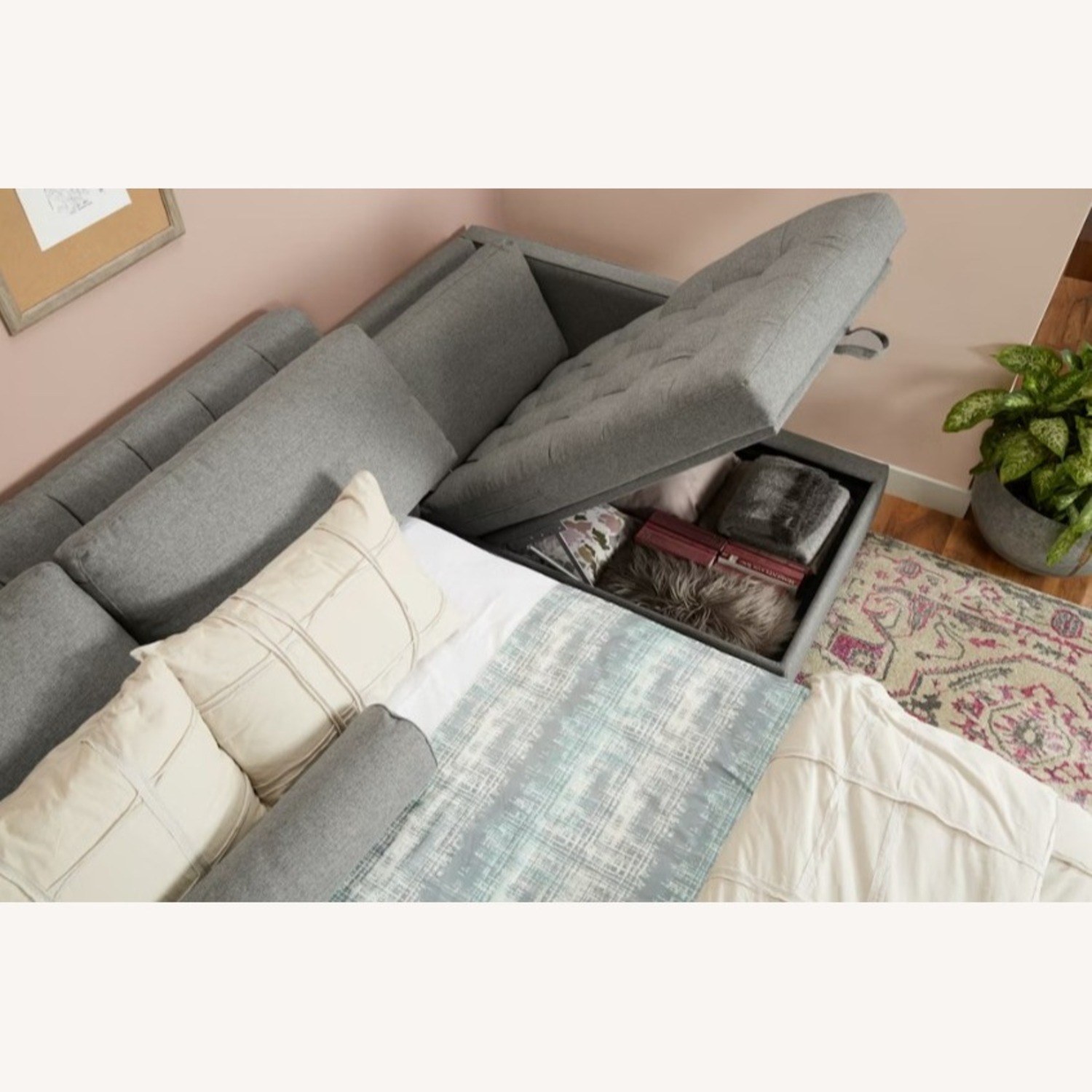 Joybird Light Gray Fabric Sleeper Sofa - image-4