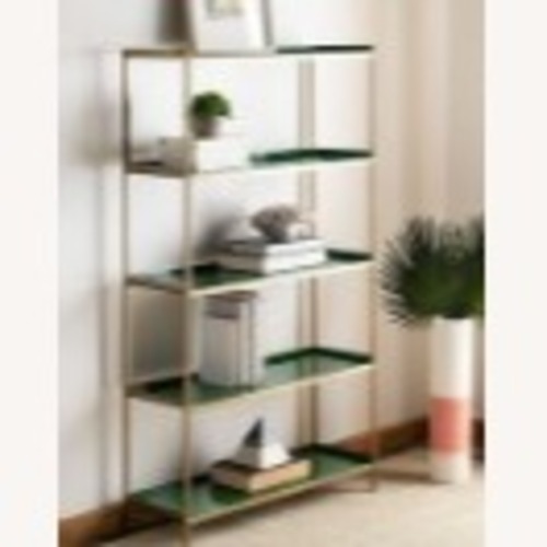 Used Safavieh Justine Black/Brass Metal 5-Shelf Bookcase for sale on AptDeco
