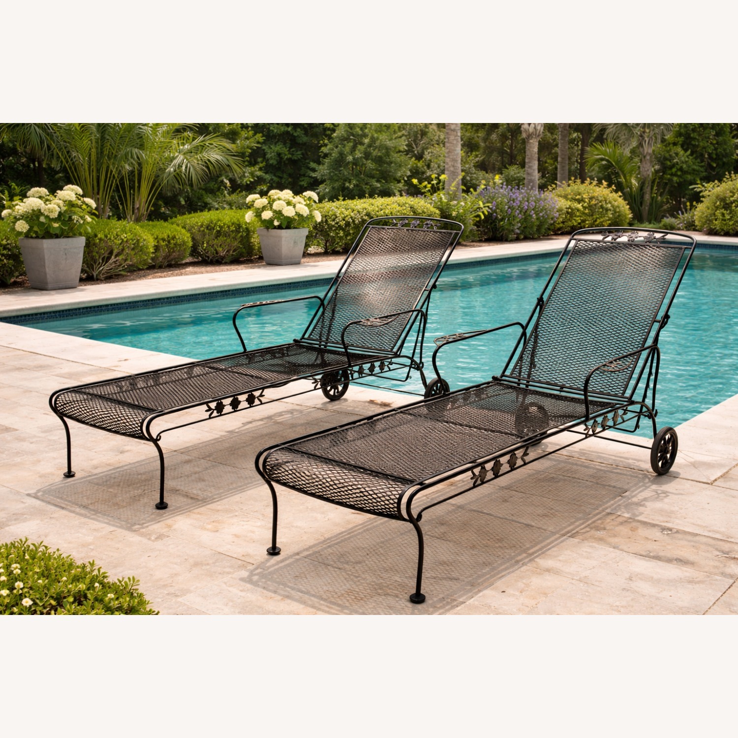Russell Woodard Wrought Iron Chaise Lounges - image-1