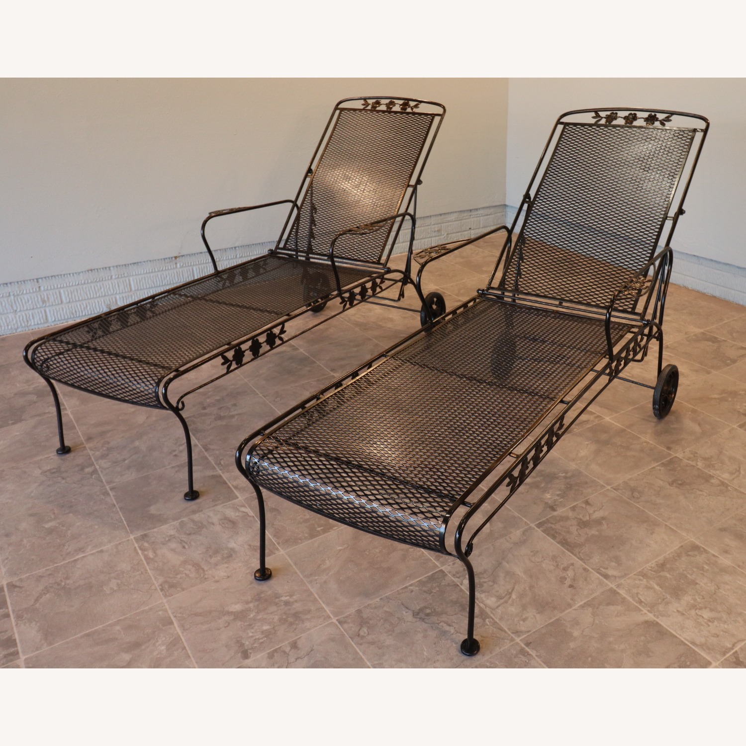 Russell Woodard Wrought Iron Chaise Lounges - image-2