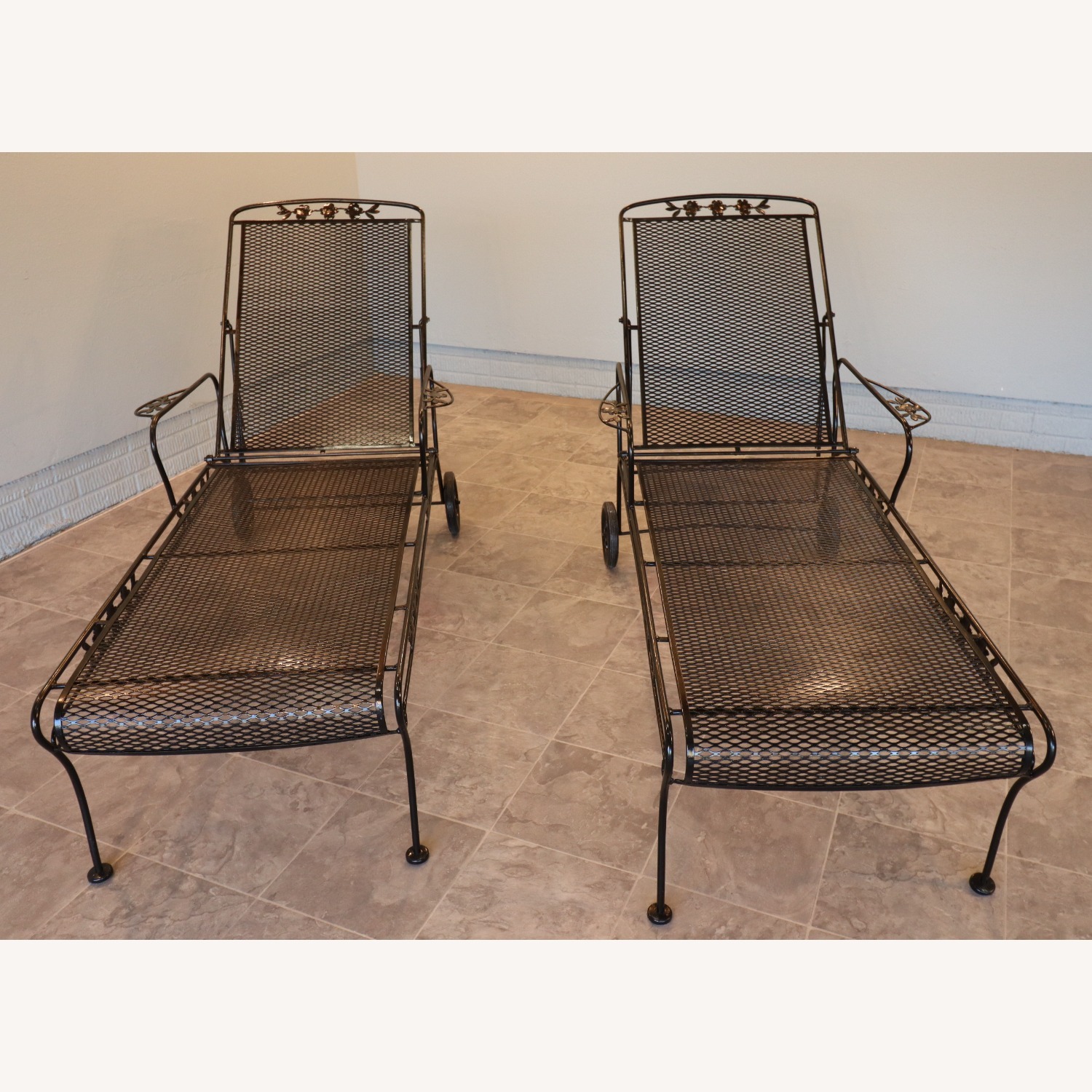 Russell Woodard Wrought Iron Chaise Lounges - image-3