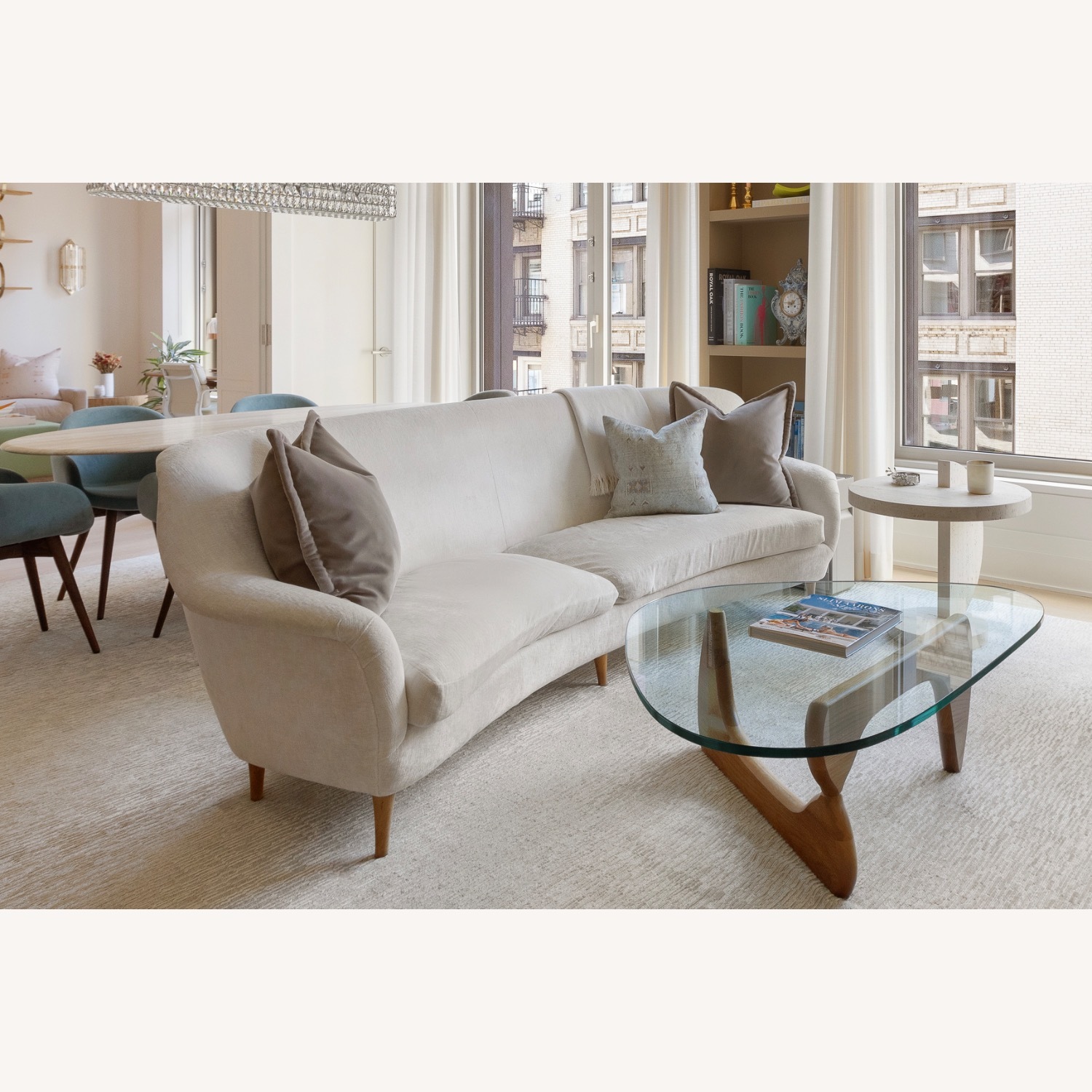 Custom White Velvet 3+Seater Sofa - image-1