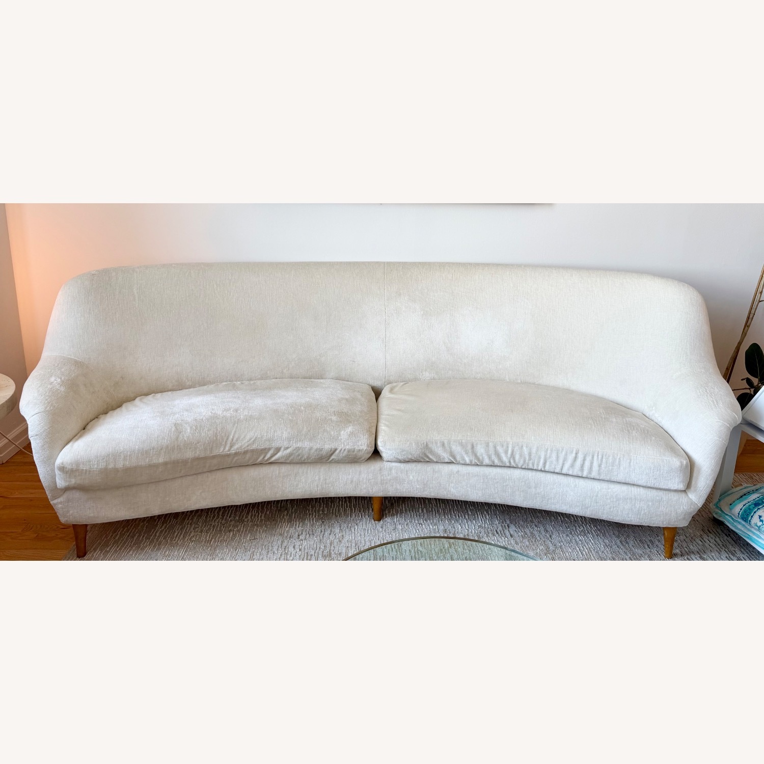 Custom White Velvet 3+Seater Sofa - image-4
