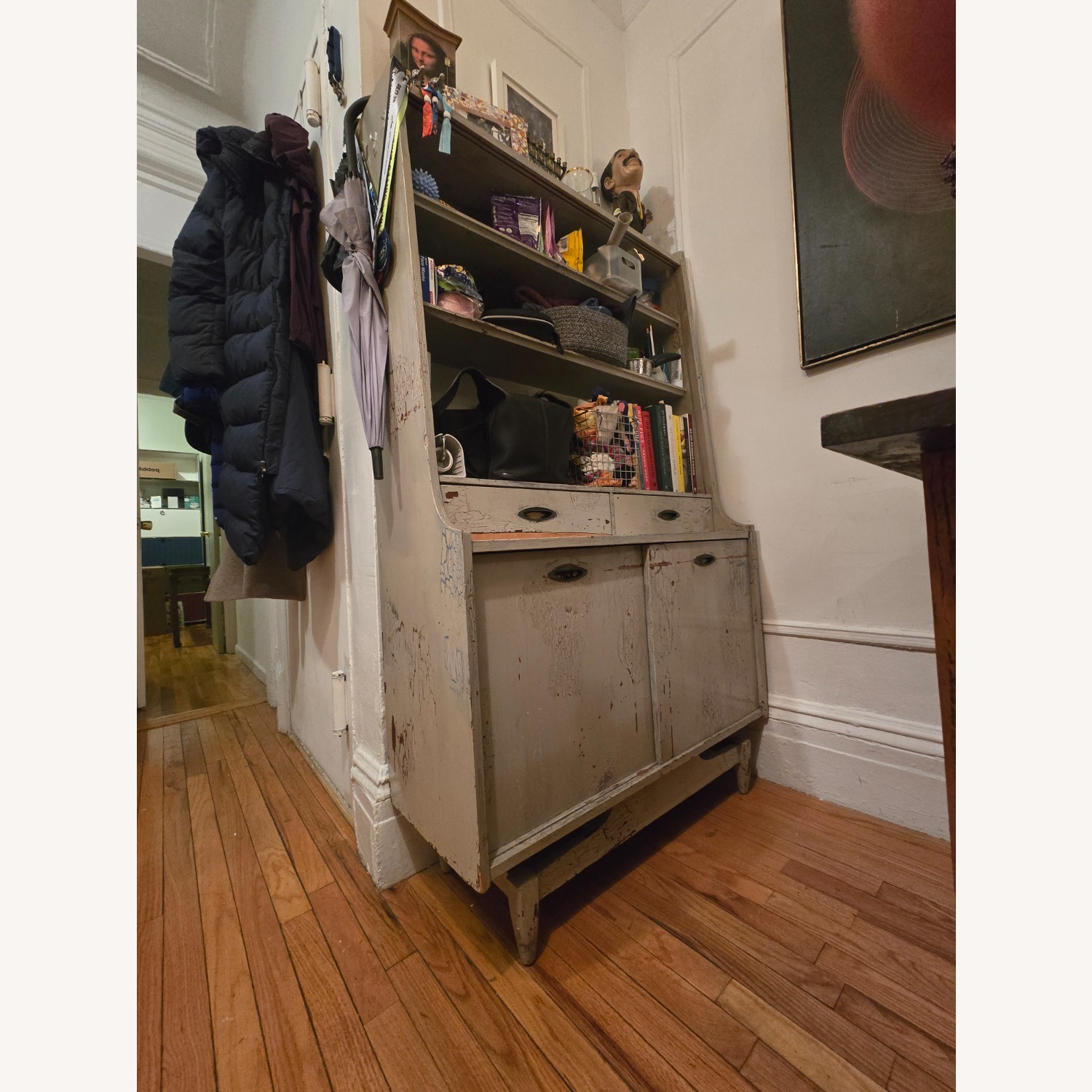 Distressed Vintage Hutch Cabinet - Shabby Chic - image-3