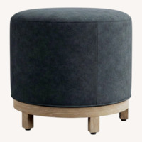 Pottery Barn Jake Swivel Stool in Steel Blue Suede