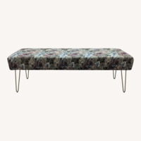 Floral Upholstery Bench with Hairpin legs