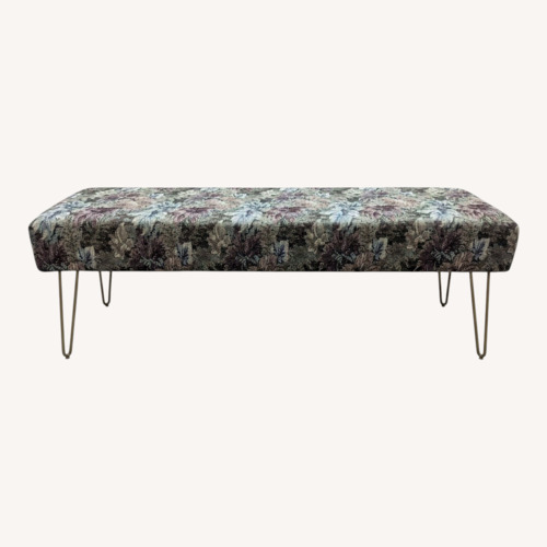 Used Floral Upholstery Bench with Hairpin legs for sale on AptDeco