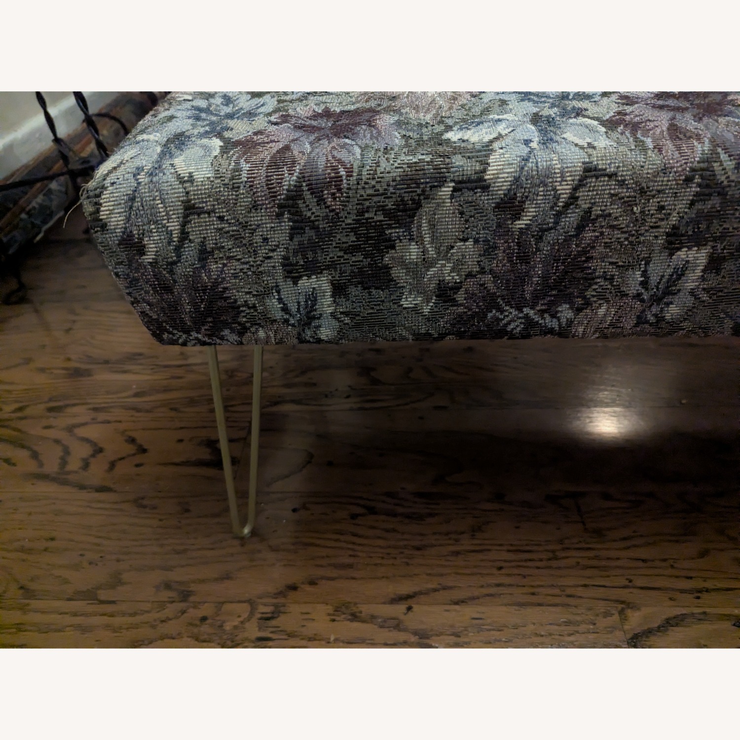 Floral Upholstery Bench with Hairpin legs - image-2