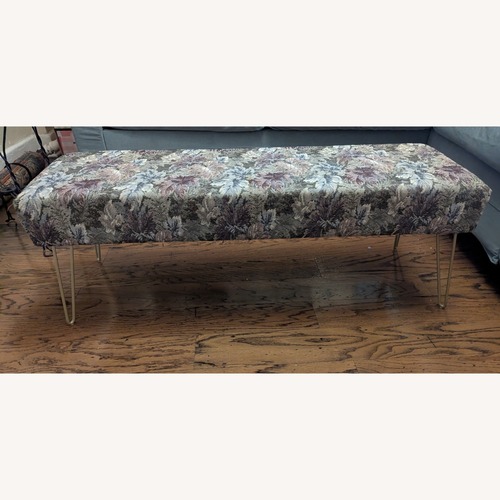 Used Floral Upholstery Bench with Hairpin legs for sale on AptDeco