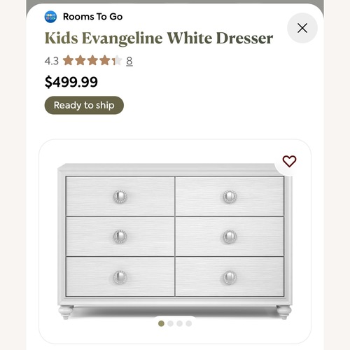 Used Rooms To Go Evangeline White Dresser for sale on AptDeco