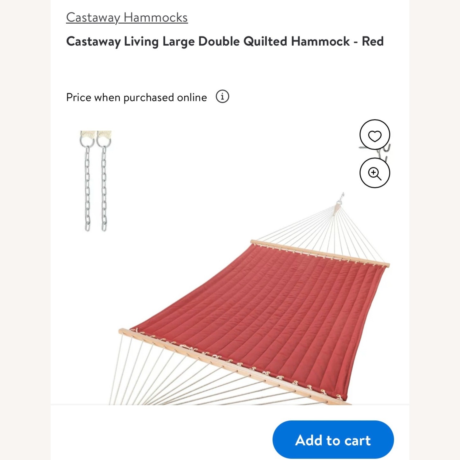 Castaway Double Quilted Hammock Bed - Red - image-1