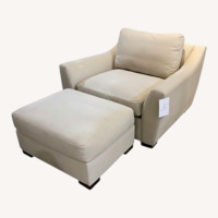 Upholstered Fabric Sofa Chair W Ottoman