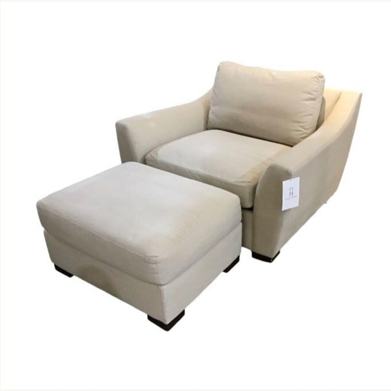 Upholstered Fabric Sofa Chair W Ottoman - image-1