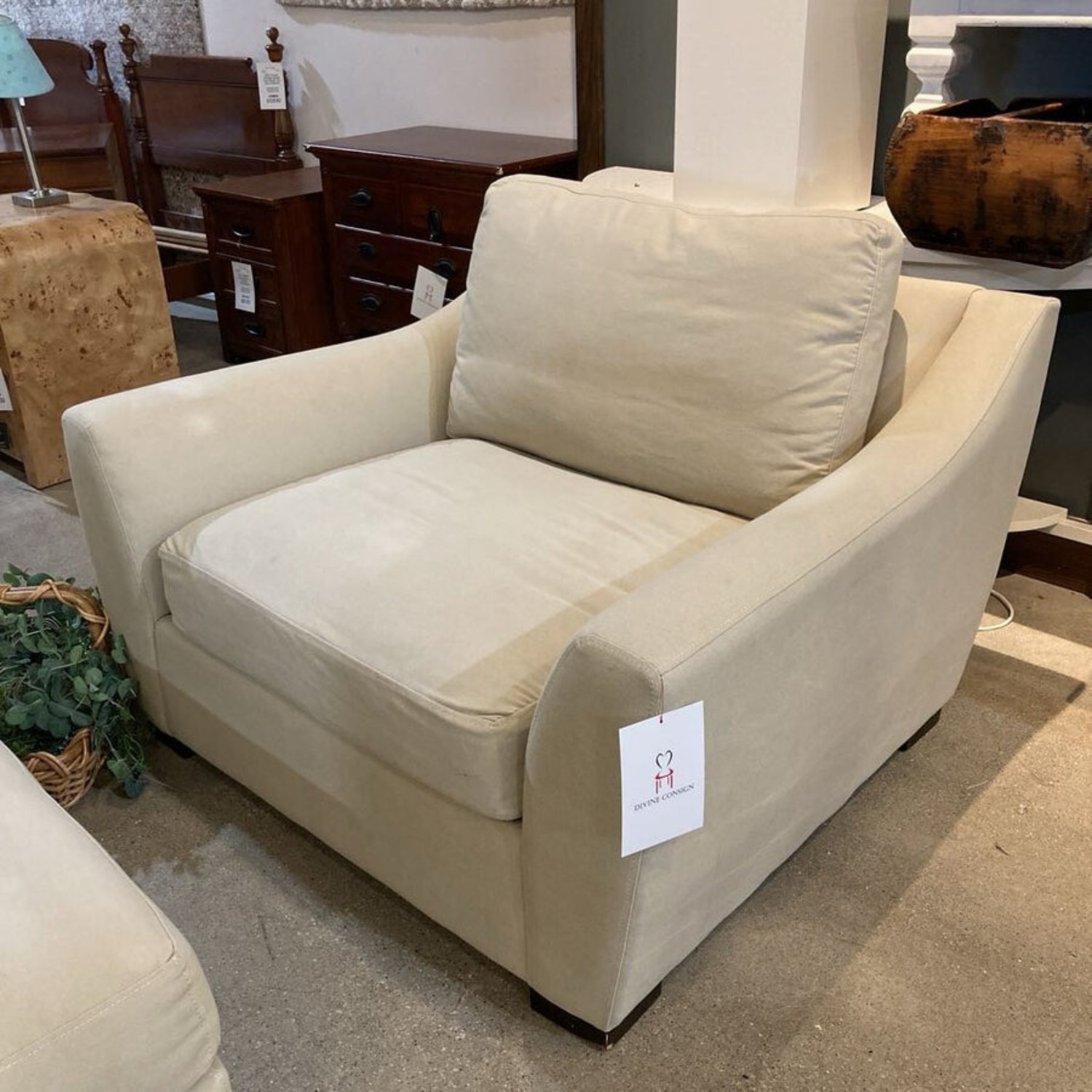 Upholstered Fabric Sofa Chair W Ottoman - image-5