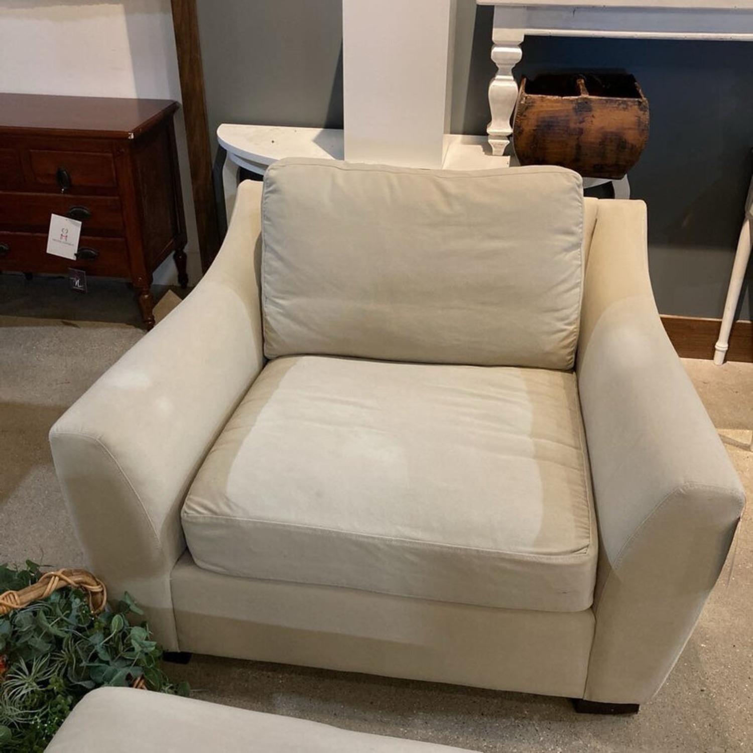 Upholstered Fabric Sofa Chair W Ottoman - image-6