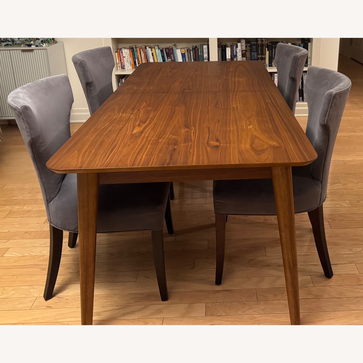 Crate & Barrel Sasha Dark Gray Fabric Dining Chairs - image-3