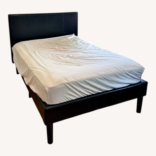 Used Black Leather Full Bed for sale on AptDeco