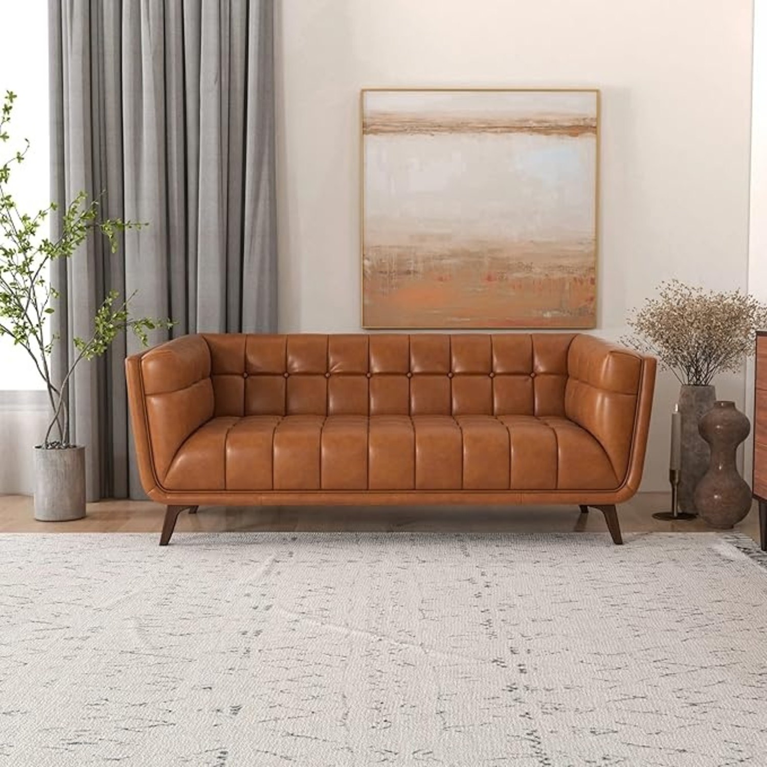  Brown Leather 3+ Seater Sofa - image-5