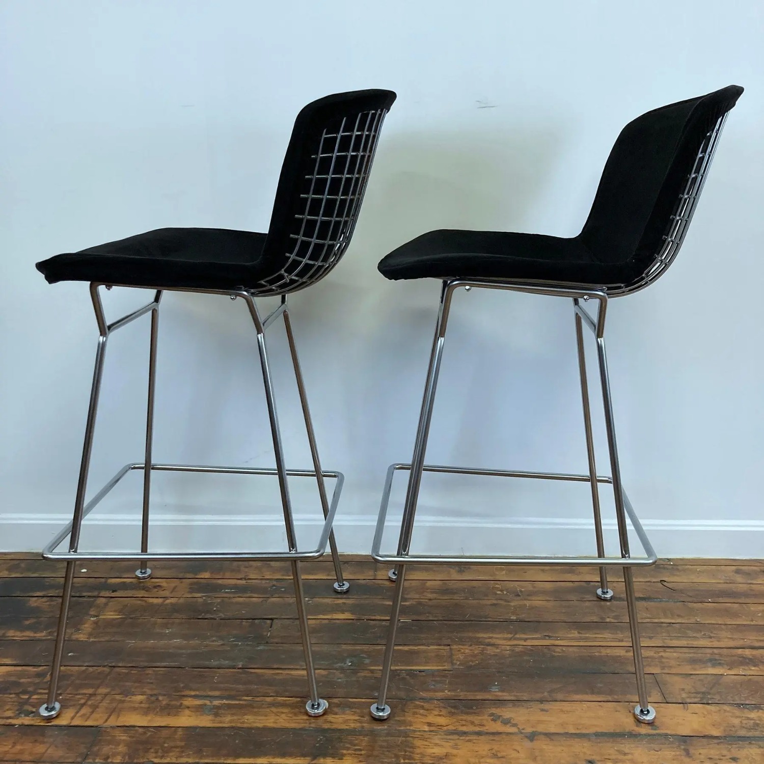 Vintage Bertoia for Knoll Chrome Bar Stools Set - image-3