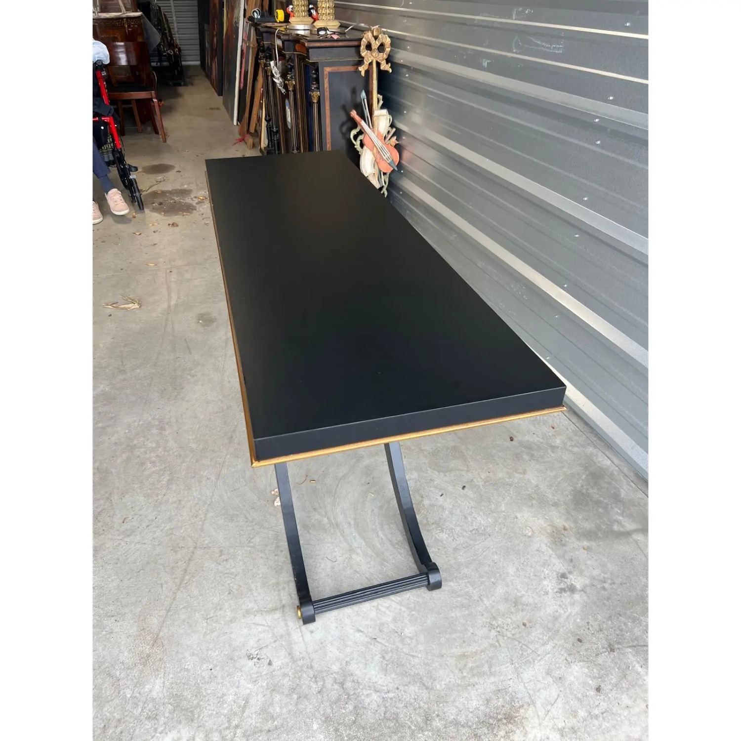 Vintage Black X-Base Dining Table - image-5