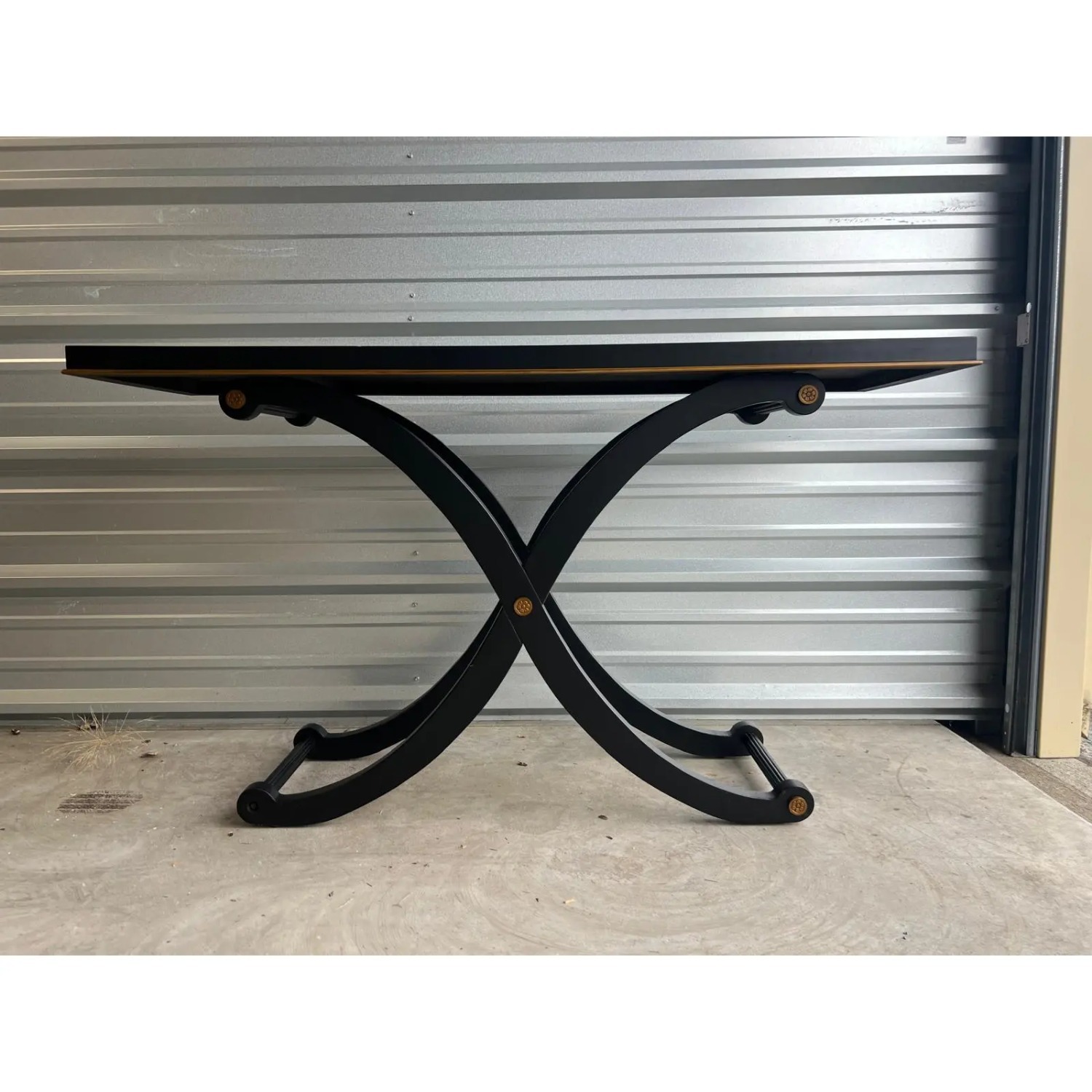 Vintage Black X-Base Dining Table - image-2