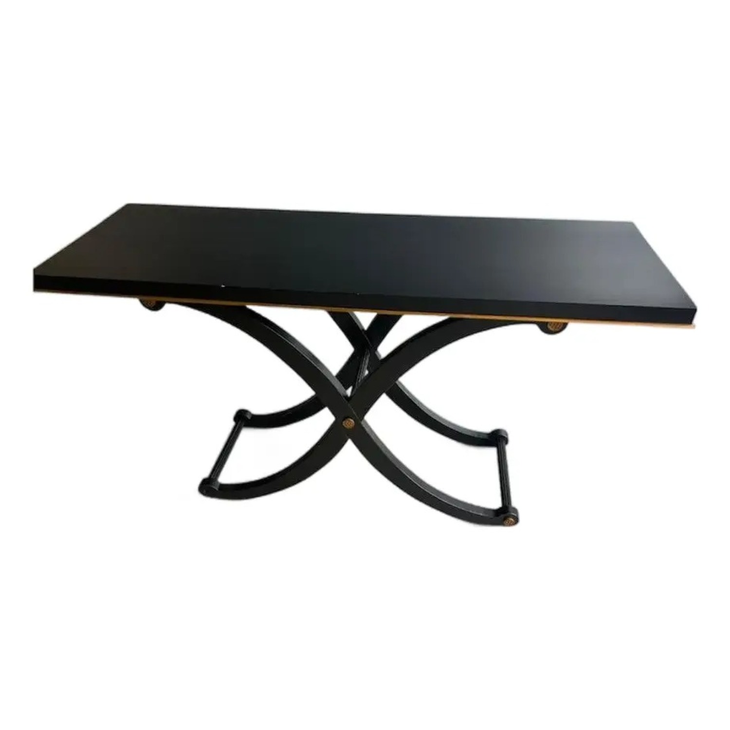 Vintage Black X-Base Dining Table - image-1