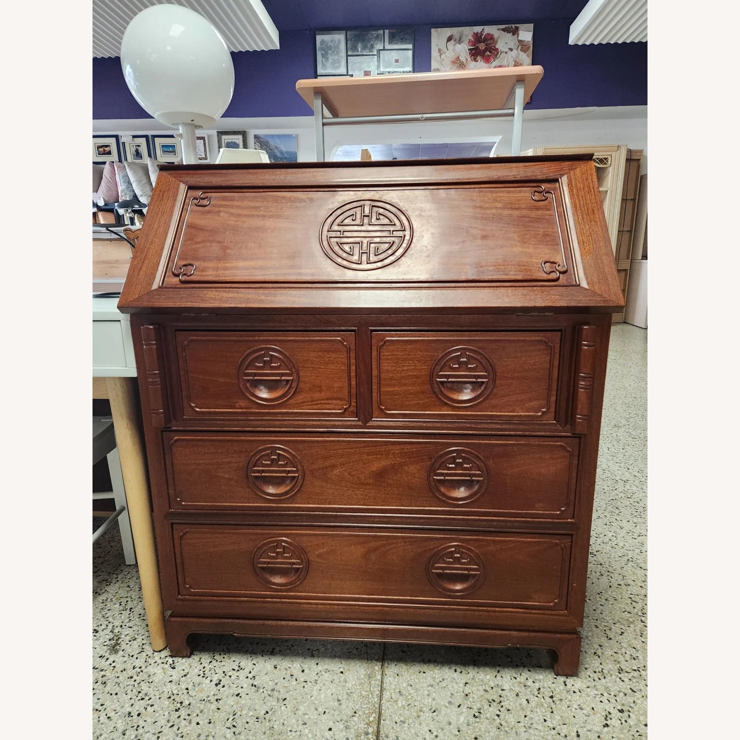 Vintage/Antique Rosewood Oriental Desk - image-4