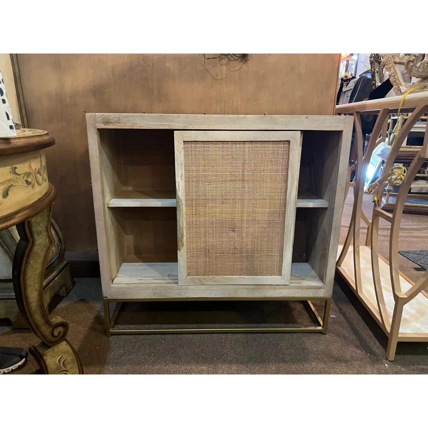 Natural Wood & Rattan Sliding Door Cabinet  - image-3