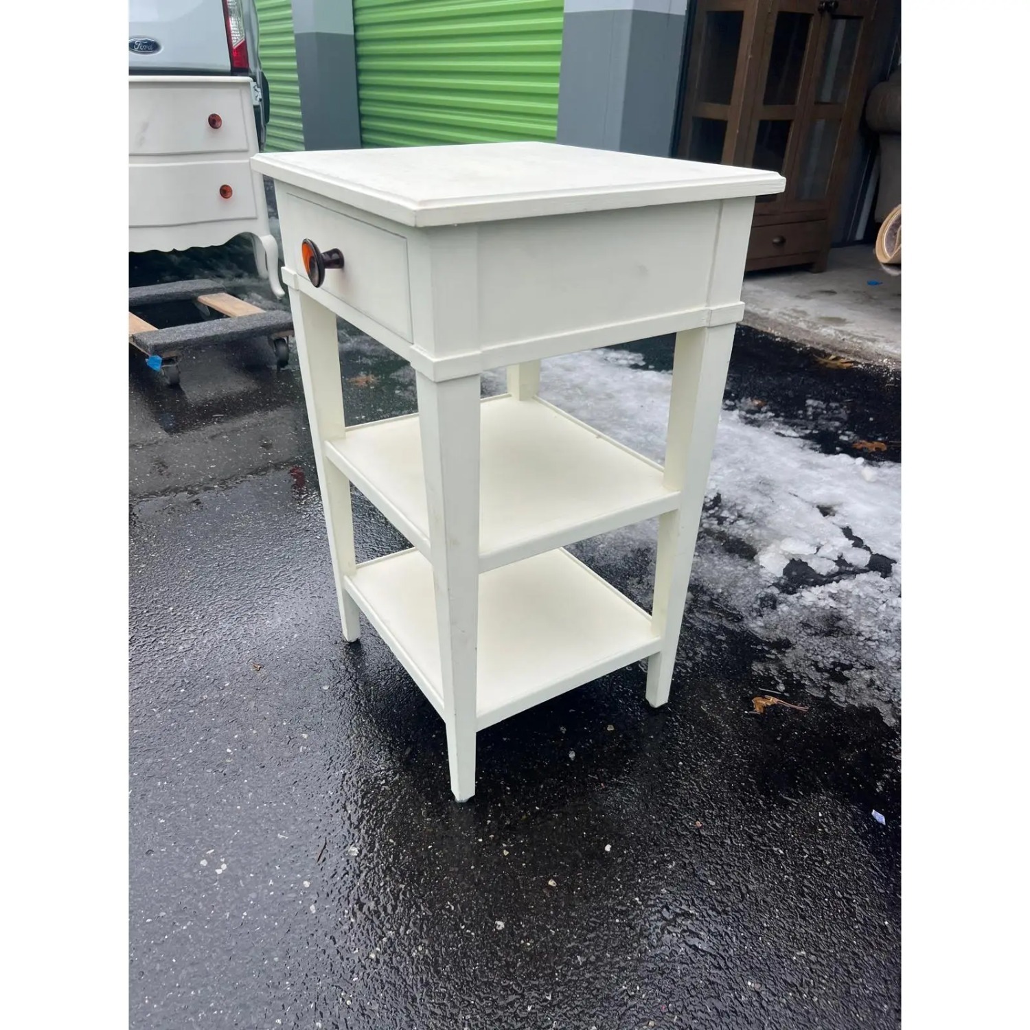 White Painted Nightstand With Open Shelving - image-4