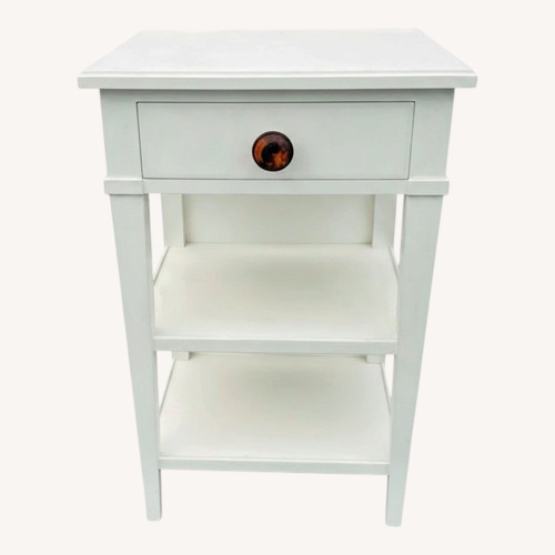 Used White Painted Nightstand With Open Shelving for sale on AptDeco