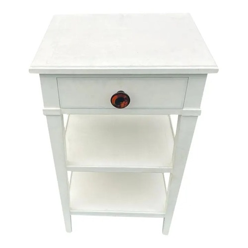 Used White Painted Nightstand With Open Shelving for sale on AptDeco