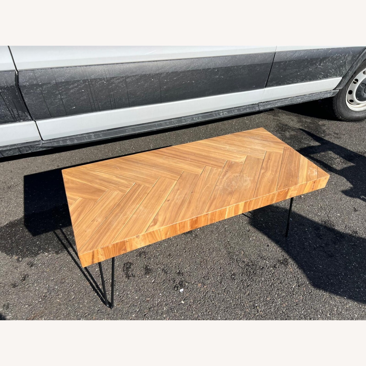 Modern Herringbone Wood Coffee Table - image-3