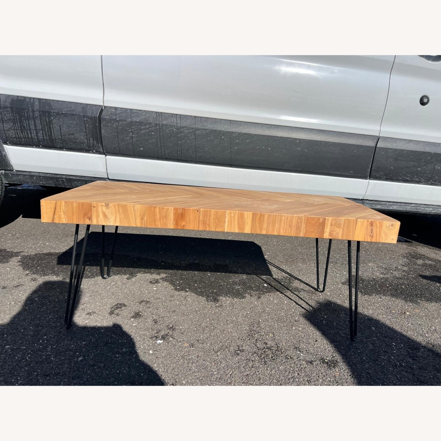 Modern Herringbone Wood Coffee Table - image-2