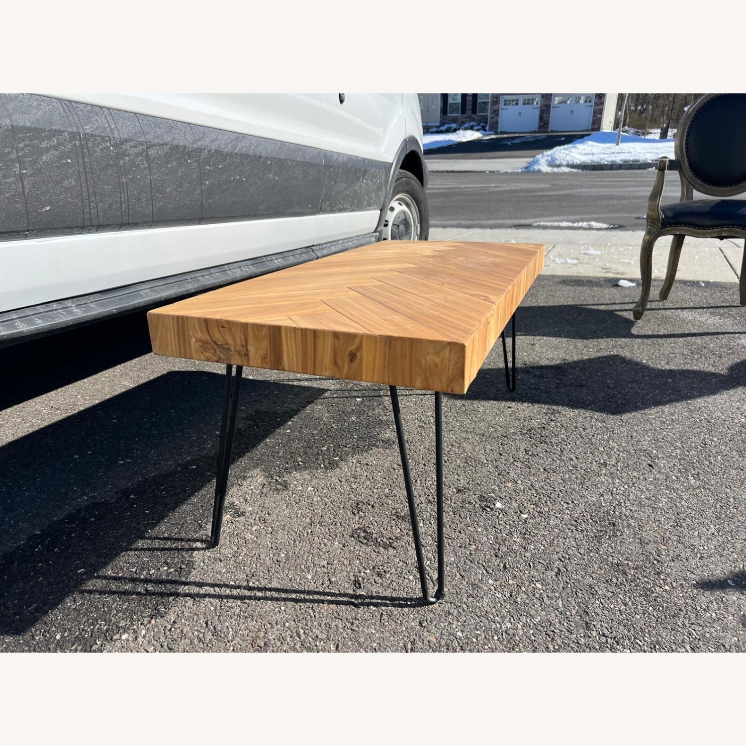 Modern Herringbone Wood Coffee Table - image-4
