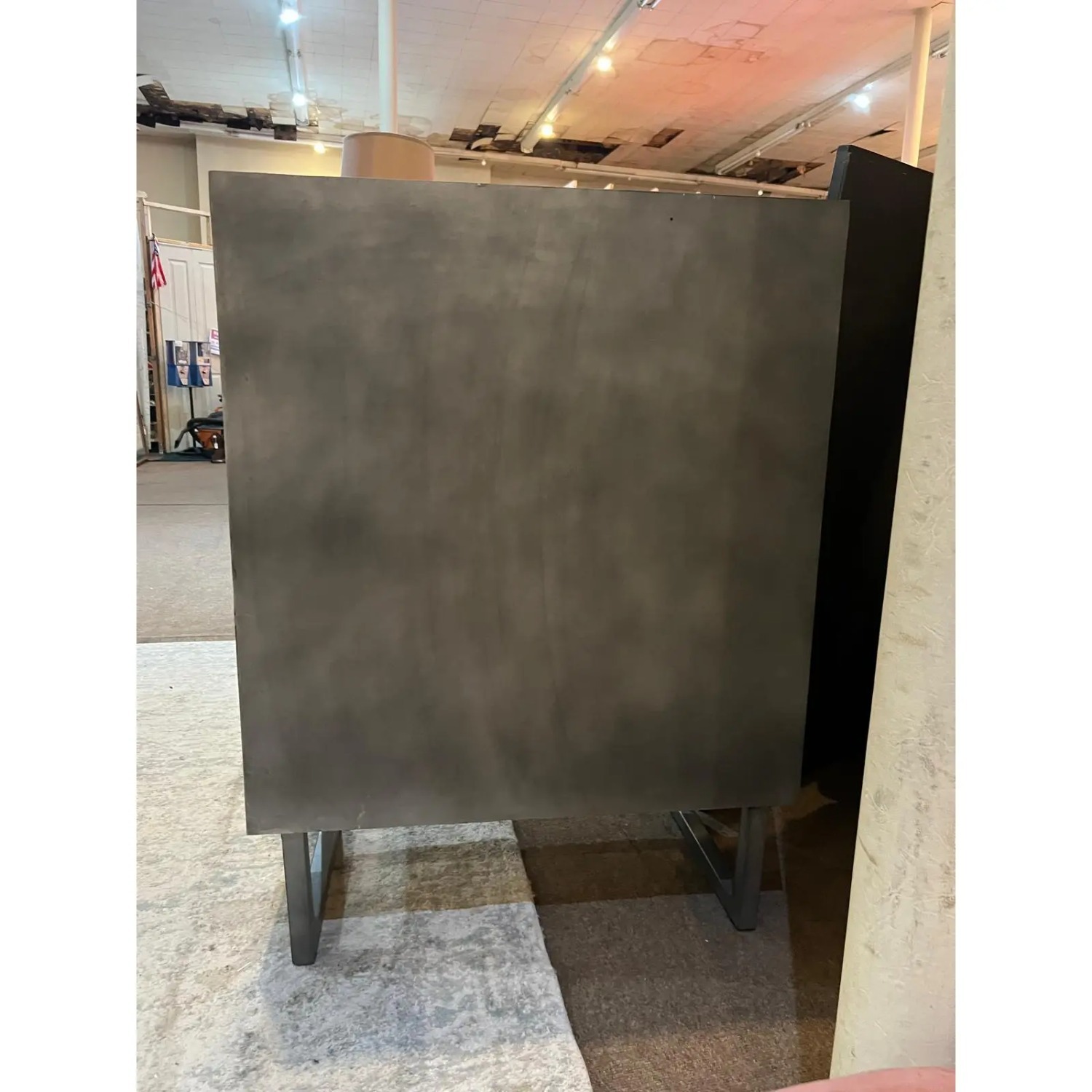 Rough-Hewn Wood Sunburst Cabinet with Metal Base - image-6