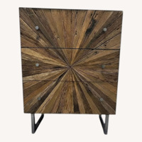 Rough-Hewn Wood Sunburst Cabinet with Metal Base