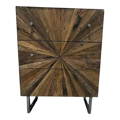 Used Rough-Hewn Wood Sunburst Cabinet with Metal Base for sale on AptDeco