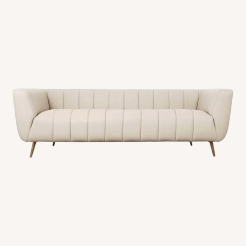Used White Leather 3+ Seater Sofa for sale on AptDeco