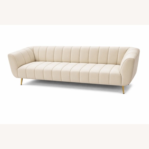 Used White Leather 3+ Seater Sofa for sale on AptDeco